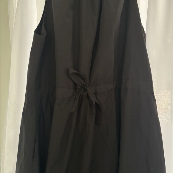 Natori Dress Womens Size Large Techno Poplin Dress Midi Black Chic Pockets - Picture 3 of 8